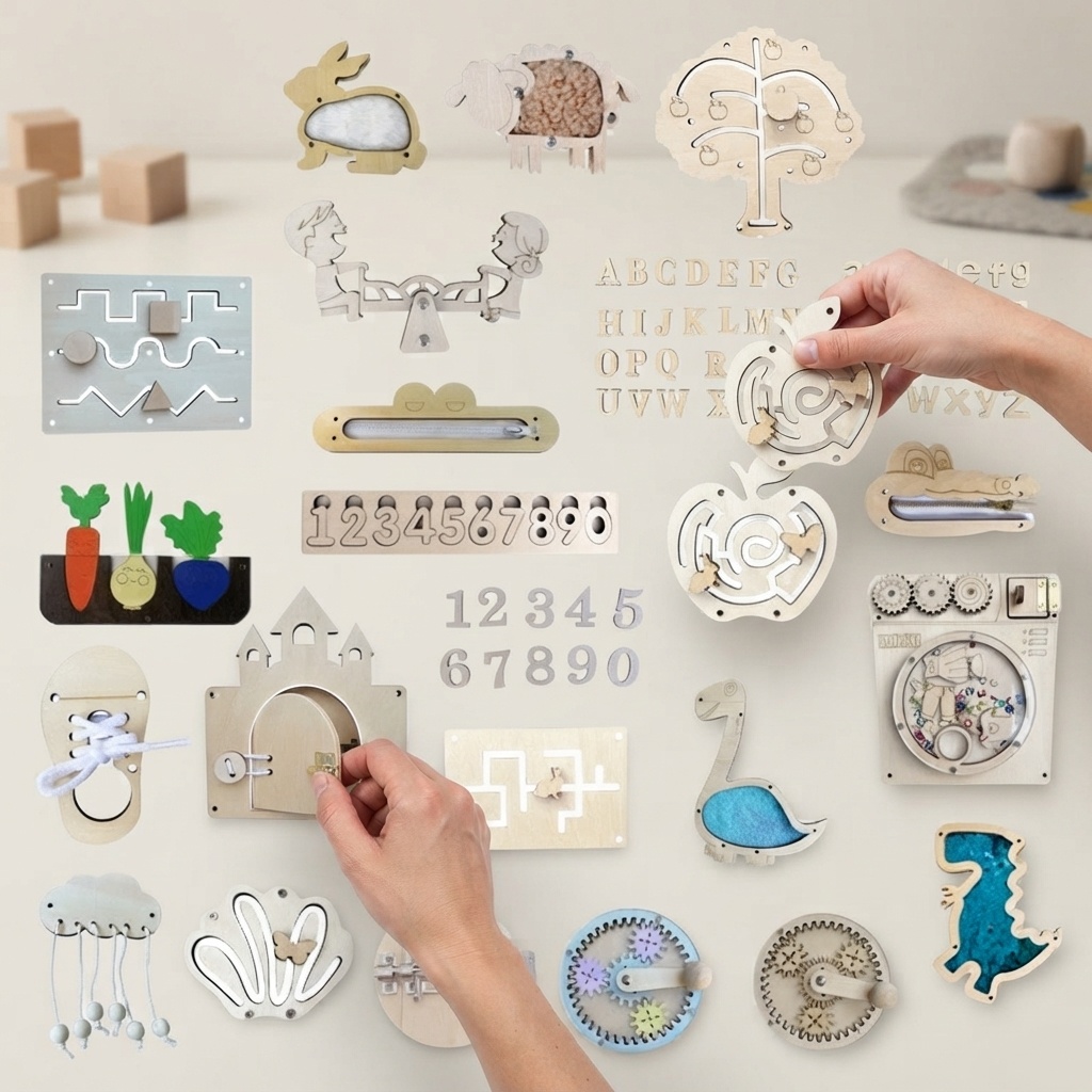 Puzzle in Legno Montessori Bus - Montessori Wooden Busy Board Toddler recensione e prezzo